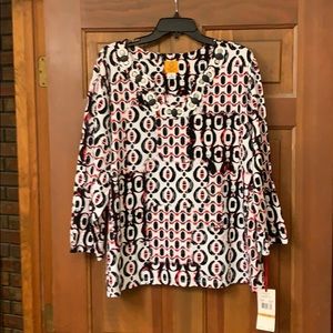 NWT - Ruby Rd. - 3X- Black / Red on white print